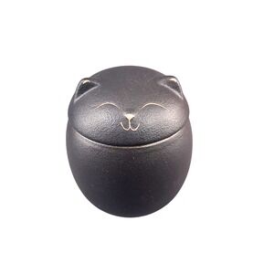 Cat Urn,  Smiley-Cat Black Ceramic Pet Urn Commemorative Memorial Brand New!